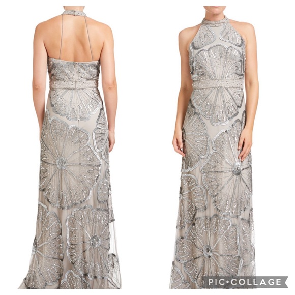 Adrianna-Papell Halter sequins and beads dress - Picture 2 of 10